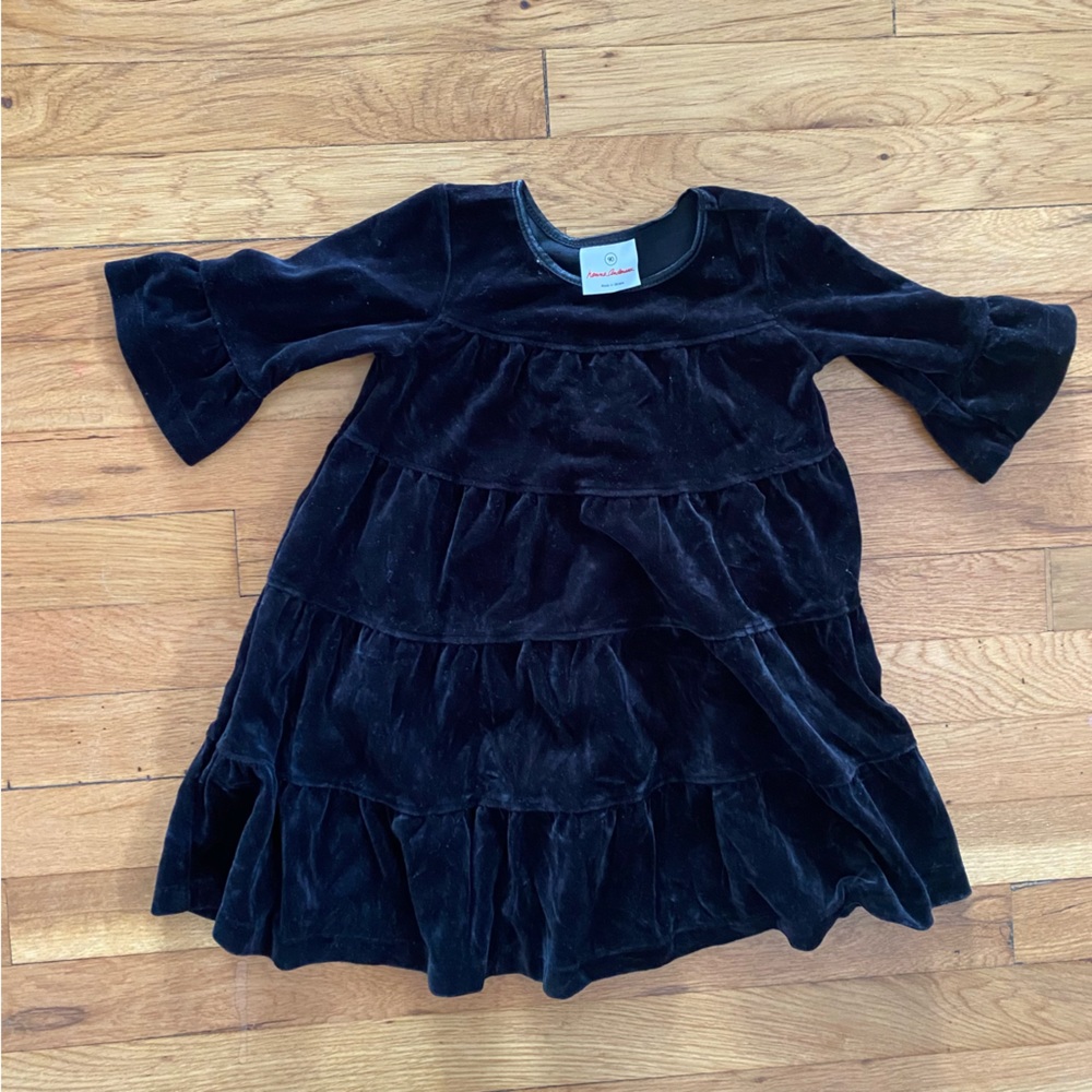 Hanna Andersson Black Velvet Tiered Dress